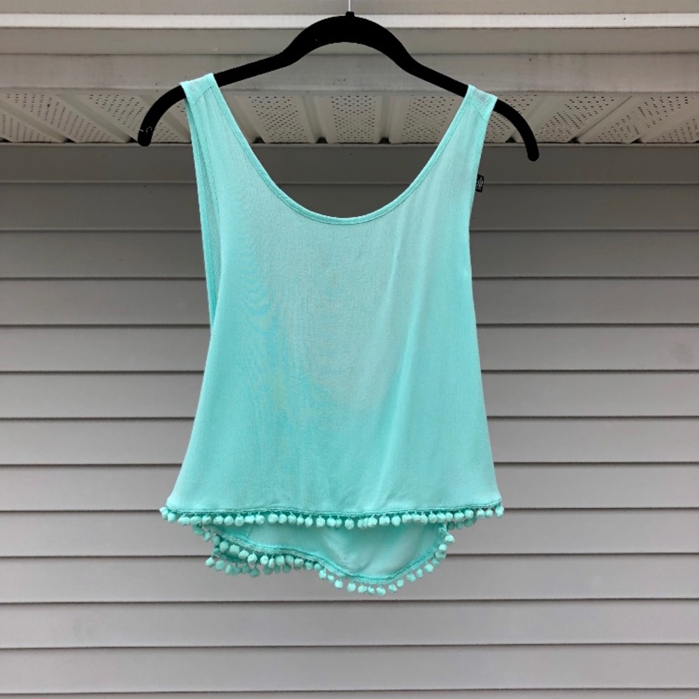 Bright Blue Crop Top w/ Open Criss-Cross Back